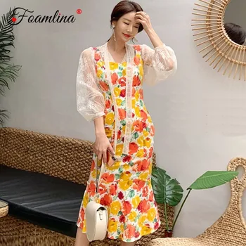 2019 Sweet Ladies Two Pieces Sets Sexy V Neck Long Sleeve Floral Lace Top + Sleeveless Floral Print Ruffles Bodycon Dress Suits
2019 Sweet Ladies Two Pieces Sets Sexy V Neck Long Sleeve Floral Lace Top + Sleeveless Floral Print Ruffles Bodycon Dress Suits