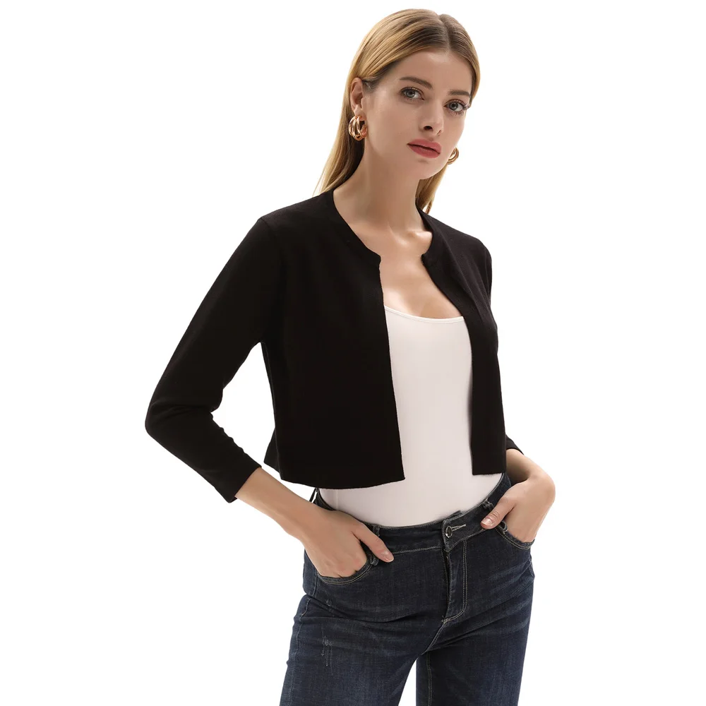 knitted shrug for Women plain color 3/4 Sleeve Crew Neck Cropped length elegant vintage Knitwear Knitting Coat jacket Cardigan
knitted shrug for Women plain color 3/4 Sleeve Crew Neck Cropped length elegant vintage Knitwear Knitting Coat jacket Cardigan
