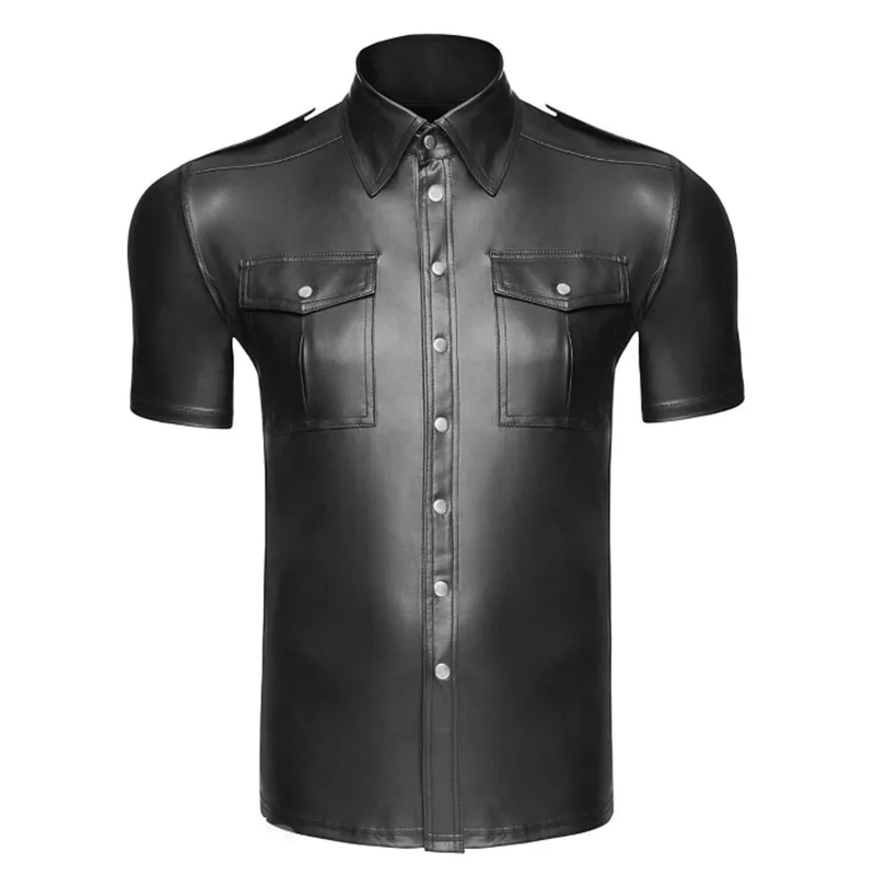Mens T-Shirts Faux Leather Short Sleeve Shirts Tee Cool Men Nightclub Stage Costumes Bar Club Wear Costume Shirts Undershirts
Mens T-Shirts Faux Leather Short Sleeve Shirts Tee Cool Men Nightclub Stage Costumes Bar Club Wear Costume Shirts Undershirts