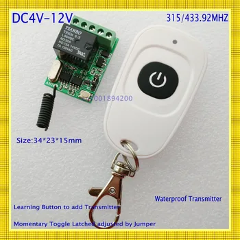 DC4V 4.5V 5V 6V 7.4V 9V 12V Small Size Relay Remote Switch Computer ON OFF Button Wireless Switch Door Openner Button RF RX TX
DC4V 4.5V 5V 6V 7.4V 9V 12V Small Size Relay Remote Switch Computer ON OFF Button Wireless Switch Door Openner Button RF RX TX