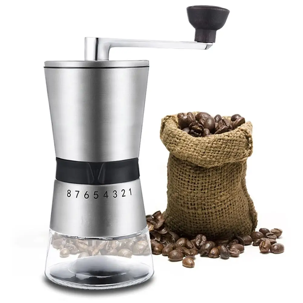 Stainless Steel Manual Coffee Grinders Adjustable Ring Conical Ceramic Coffee Grinder Kitchen Grinder With Metal Crank Handle
Stainless Steel Manual Coffee Grinders Adjustable Ring Conical Ceramic Coffee Grinder Kitchen Grinder With Metal Crank Handle