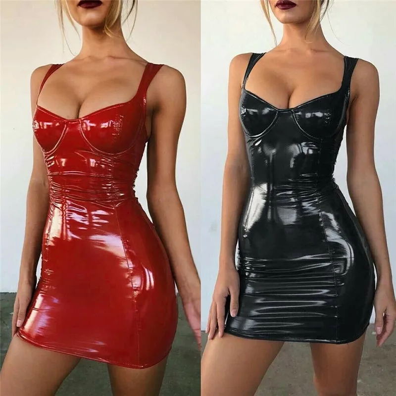 Women Sexy Latex Faux Leather Bodycon Party Strappy Dresses 2019 New Arrival Bodycon Sparky Dress Zipper Shinny Women Dress Hot
Women Sexy Latex Faux Leather Bodycon Party Strappy Dresses 2019 New Arrival Bodycon Sparky Dress Zipper Shinny Women Dress Hot