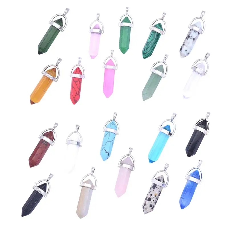 20pcs Fashion Natural Bullet Shape Crystal Healing Stone Gemstone Jewelry Making Accessory Jade Crafts Hexagonal Column Pendants
20pcs Fashion Natural Bullet Shape Crystal Healing Stone Gemstone Jewelry Making Accessory Jade Crafts Hexagonal Column Pendants