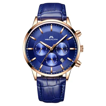 MEGALITH Men's Fashion Watch Waterproof Blue Genuine Leather Analogue Quartz Strap Wrist Watches With Date Male Clock
MEGALITH Men's Fashion Watch Waterproof Blue Genuine Leather Analogue Quartz Strap Wrist Watches With Date Male Clock
