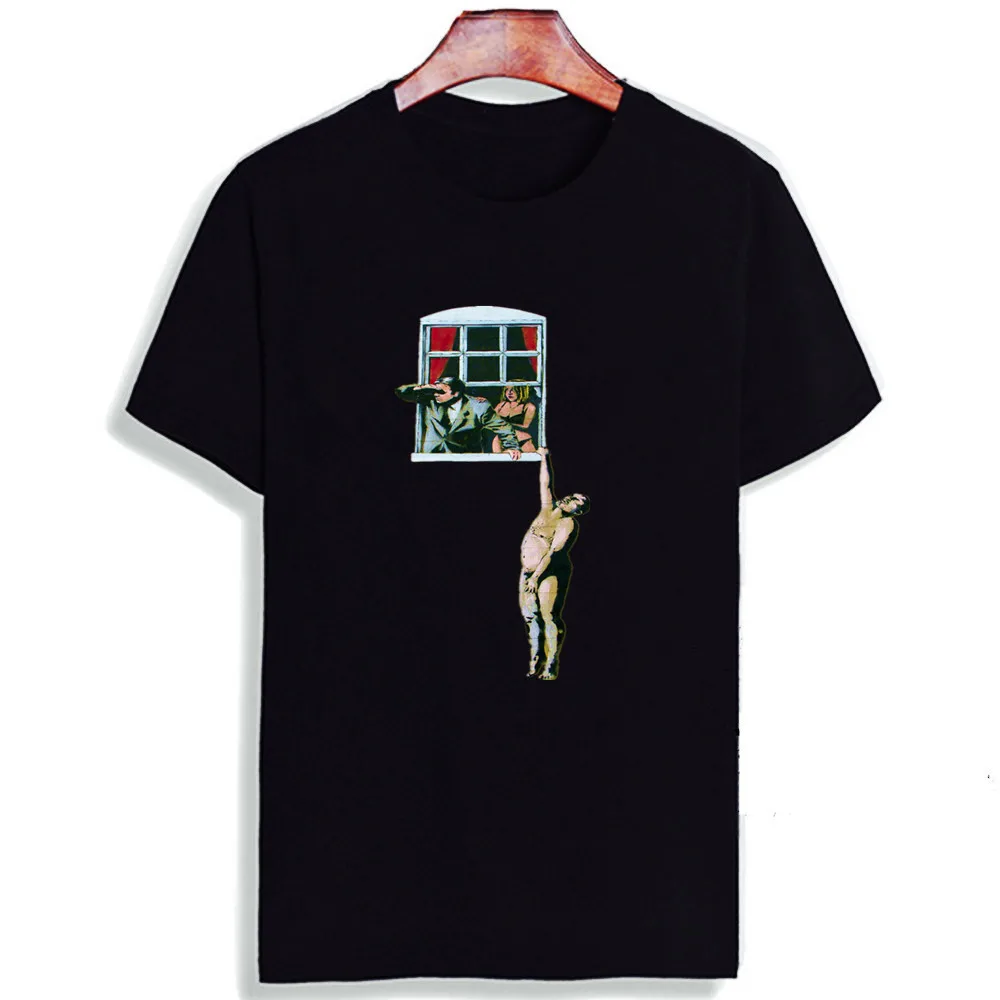 Fashion Short Sleeve T Shirt Banksy Humorous Art Printed 100% Cotton Top Tees Casual O Neck T-Shirt Unisex TShirt
Fashion Short Sleeve T Shirt Banksy Humorous Art Printed 100% Cotton Top Tees Casual O Neck T-Shirt Unisex TShirt