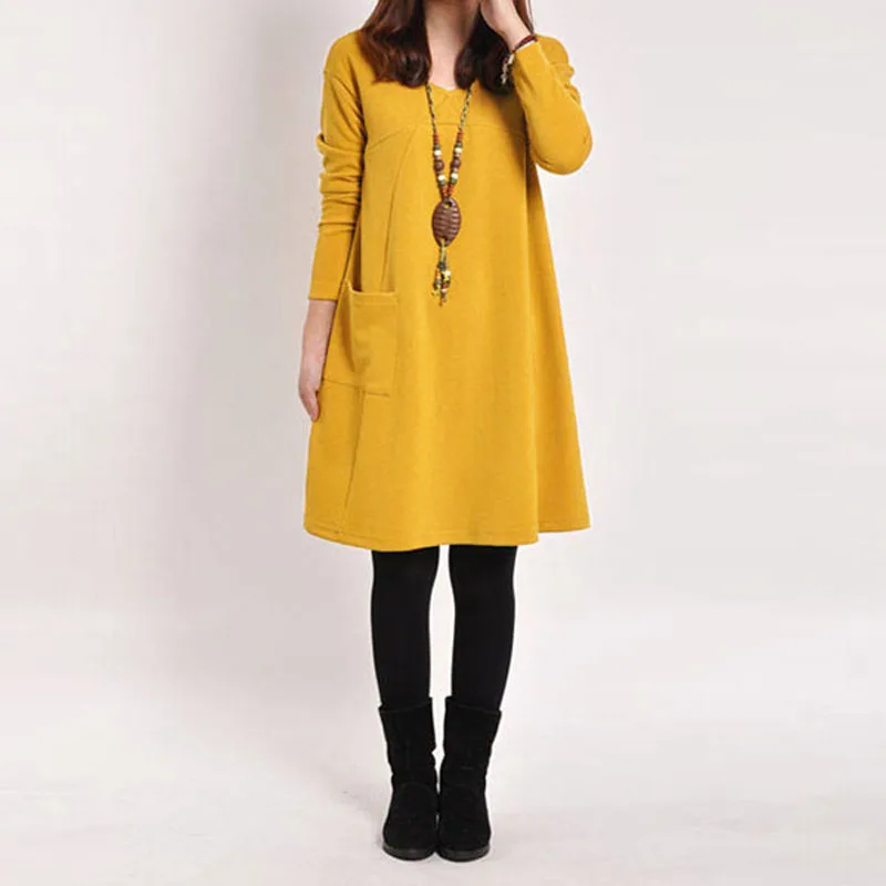 Vintage Crew Neck Long Sleeve Pockets Loose Dress Women ZANZEA Casual Solid A-line Baggy Party Midi Bodycon Dress Kaftan Vestido
Vintage Crew Neck Long Sleeve Pockets Loose Dress Women ZANZEA Casual Solid A-line Baggy Party Midi Bodycon Dress Kaftan Vestido