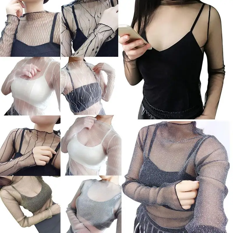 Korean Women Sexy Transparent Mesh Tops Long Sleeve See Though Tee Shirt Femme Evening Party Club T Shirt Solid Bottom Shirt
Korean Women Sexy Transparent Mesh Tops Long Sleeve See Though Tee Shirt Femme Evening Party Club T Shirt Solid Bottom Shirt