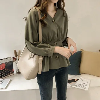 2018 Early Autumn Women New Style Korean-Style Elegant Waist Was Thin V-neck Shirt Female Long Sleeve Top Han Van Shirt Tide
2018 Early Autumn Women New Style Korean-Style Elegant Waist Was Thin V-neck Shirt Female Long Sleeve Top Han Van Shirt Tide