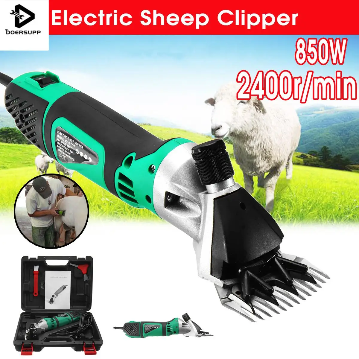 Doersupp 850W 220V 2400r/min Electric Sheep Shearing Clipper Scissors Shears Cutter Goat Horse Clipper Machines 6 Gears Speed
Doersupp 850W 220V 2400r/min Electric Sheep Shearing Clipper Scissors Shears Cutter Goat Horse Clipper Machines 6 Gears Speed