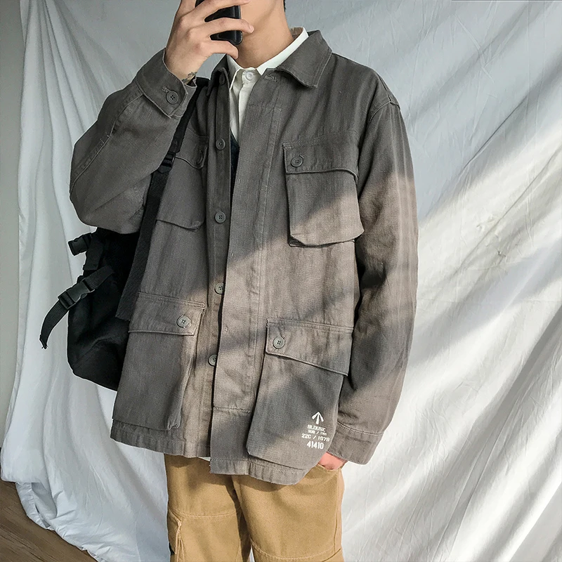 2019 Japanese Style Men's Work Clothes Streetwear Brand Bomber Jacket Fashion Male Coat Loose Grey/green/blue Windbreaker M-2XL
2019 Japanese Style Men's Work Clothes Streetwear Brand Bomber Jacket Fashion Male Coat Loose Grey/green/blue Windbreaker M-2XL