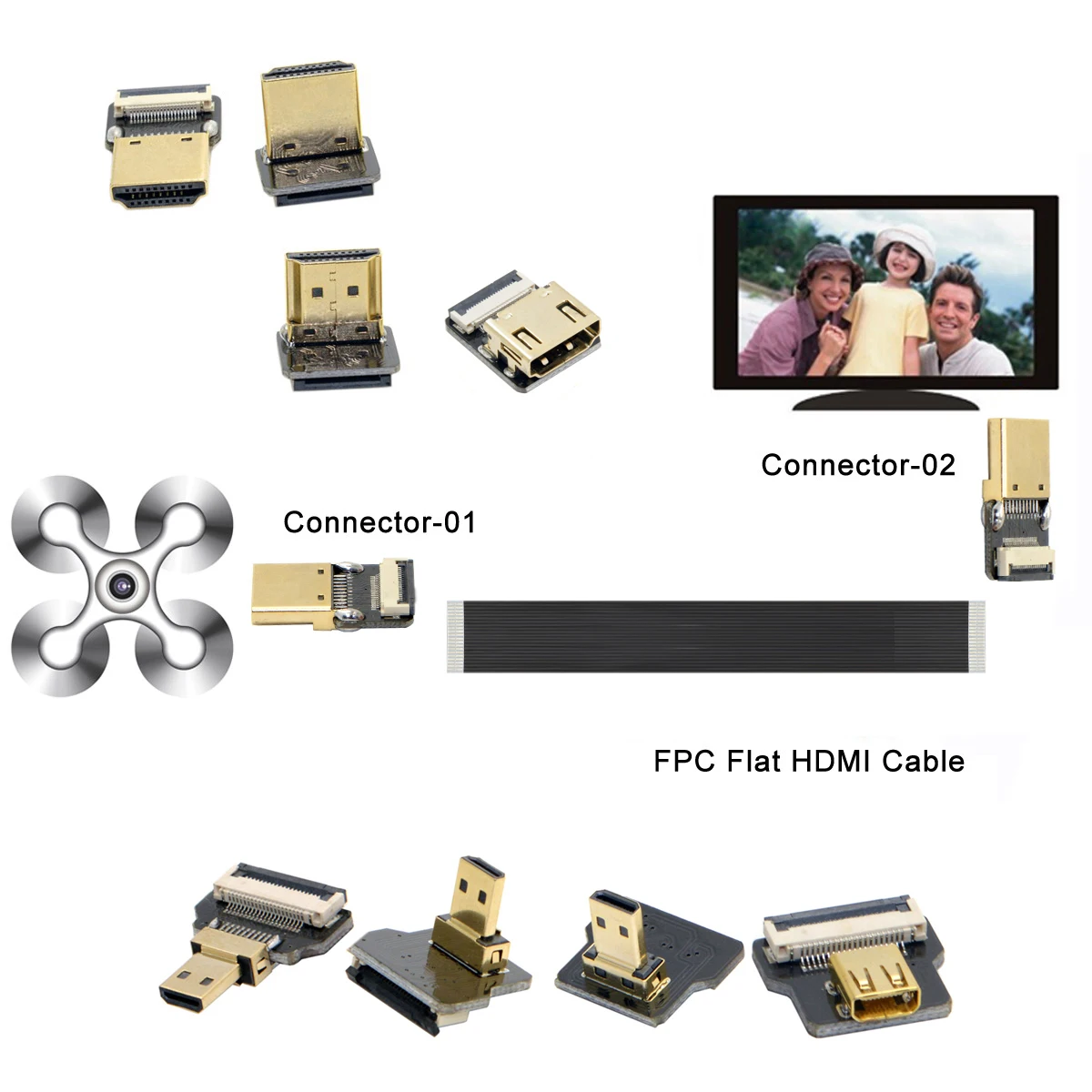 CYDZ Micro HDMI Mini HDMI 90 degree Adapter 5cm-100cm FPC Ribbon Flat HDMI Cable Pitch 20pin for Multicopter Aerial Photography
CYDZ Micro HDMI Mini HDMI 90 degree Adapter 5cm-100cm FPC Ribbon Flat HDMI Cable Pitch 20pin for Multicopter Aerial Photography