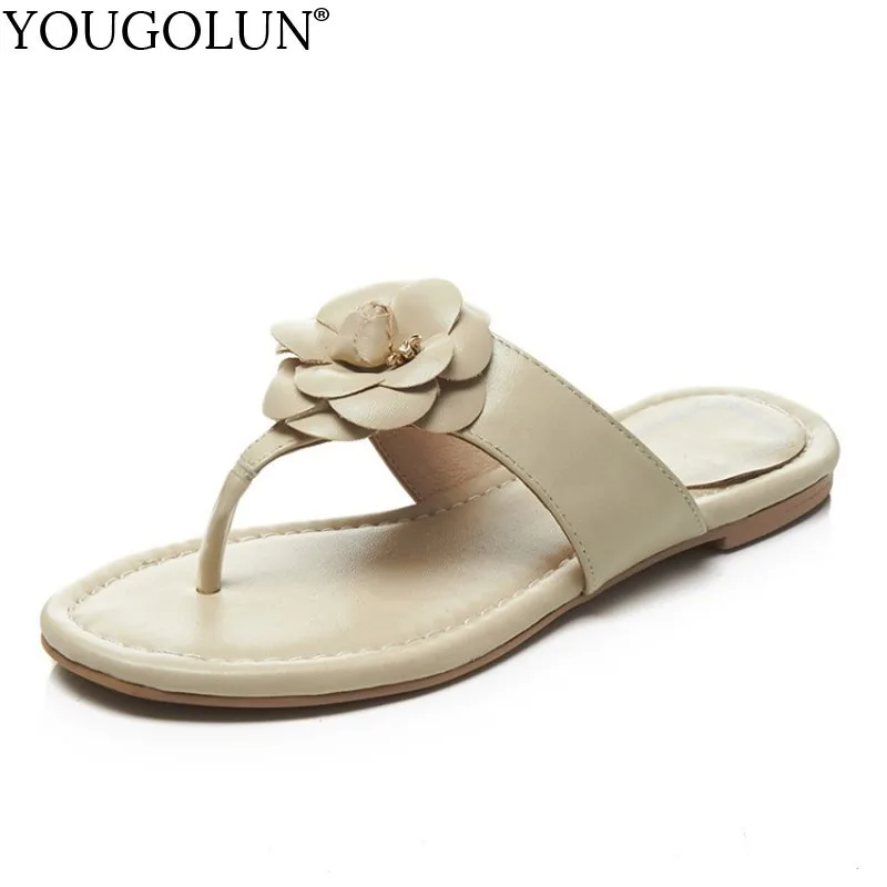 Women Genuine Cow Leather Slipper Summer Flower Flat Sandal Casual Woman Apricot Black White Comfortable Clip Toe Shoes C120
Women Genuine Cow Leather Slipper Summer Flower Flat Sandal Casual Woman Apricot Black White Comfortable Clip Toe Shoes C120