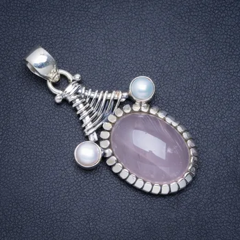 Natural Rose Quartz and River Pearl Handmade Unique 925 Sterling Silver Pendant 1.75" A0352
Natural Rose Quartz and River Pearl Handmade Unique 925 Sterling Silver Pendant 1.75" A0352