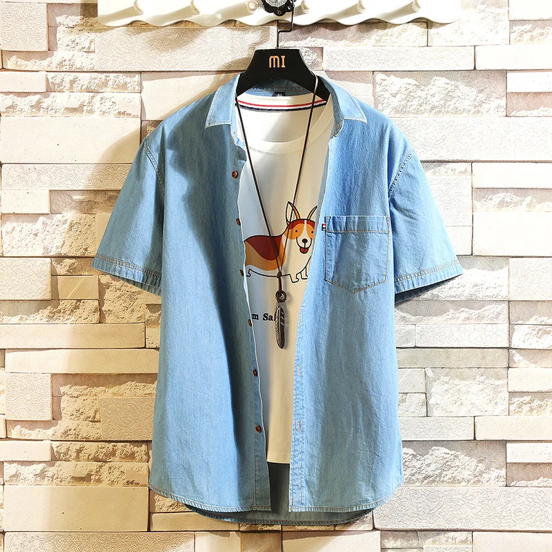 Men's shirt 2019 spring new lapel slim denim shirt short sleeve shirt stripe loose shirt personality youth casual men's wear
Men's shirt 2019 spring new lapel slim denim shirt short sleeve shirt stripe loose shirt personality youth casual men's wear