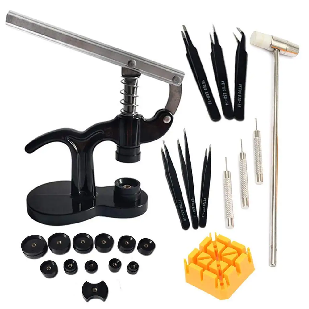 Watch Case Closer, Watch Press Set, Watch Back Case Closer, Watch Back Repair Kit Tool with 12pcs Fitting Dies and Watch Band
Watch Case Closer, Watch Press Set, Watch Back Case Closer, Watch Back Repair Kit Tool with 12pcs Fitting Dies and Watch Band