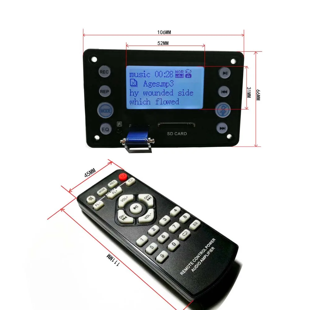 DYKB Digital LCD Bluetooth 4.2 MP3 Decoder Board Audio MP3 WAV WMA APE FM Radio Lyrics display USB Player recording F/ Amplifier
DYKB Digital LCD Bluetooth 4.2 MP3 Decoder Board Audio MP3 WAV WMA APE FM Radio Lyrics display USB Player recording F/ Amplifier