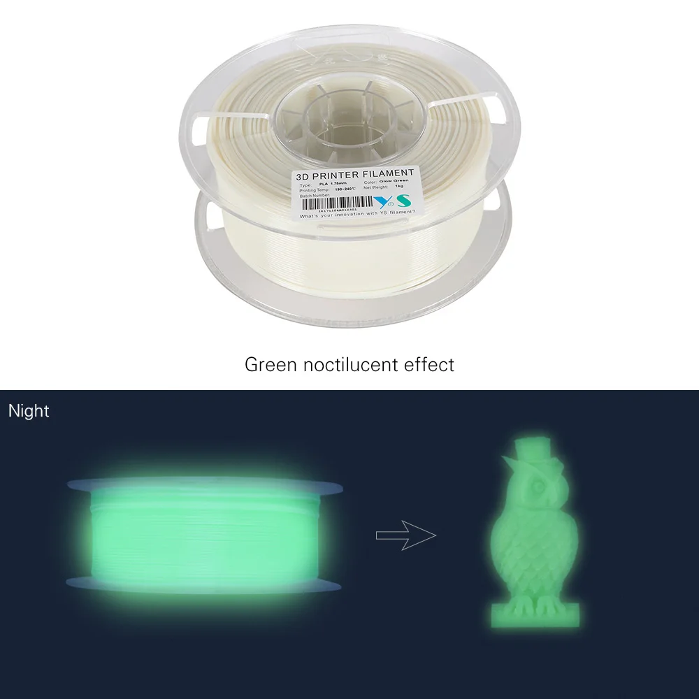 YouSu 3D PLA Filament 1.75MM High Tenacity Glow in the Dark Filaments Printing Consmables for 3D Printers 1KG Spool
YouSu 3D PLA Filament 1.75MM High Tenacity Glow in the Dark Filaments Printing Consmables for 3D Printers 1KG Spool