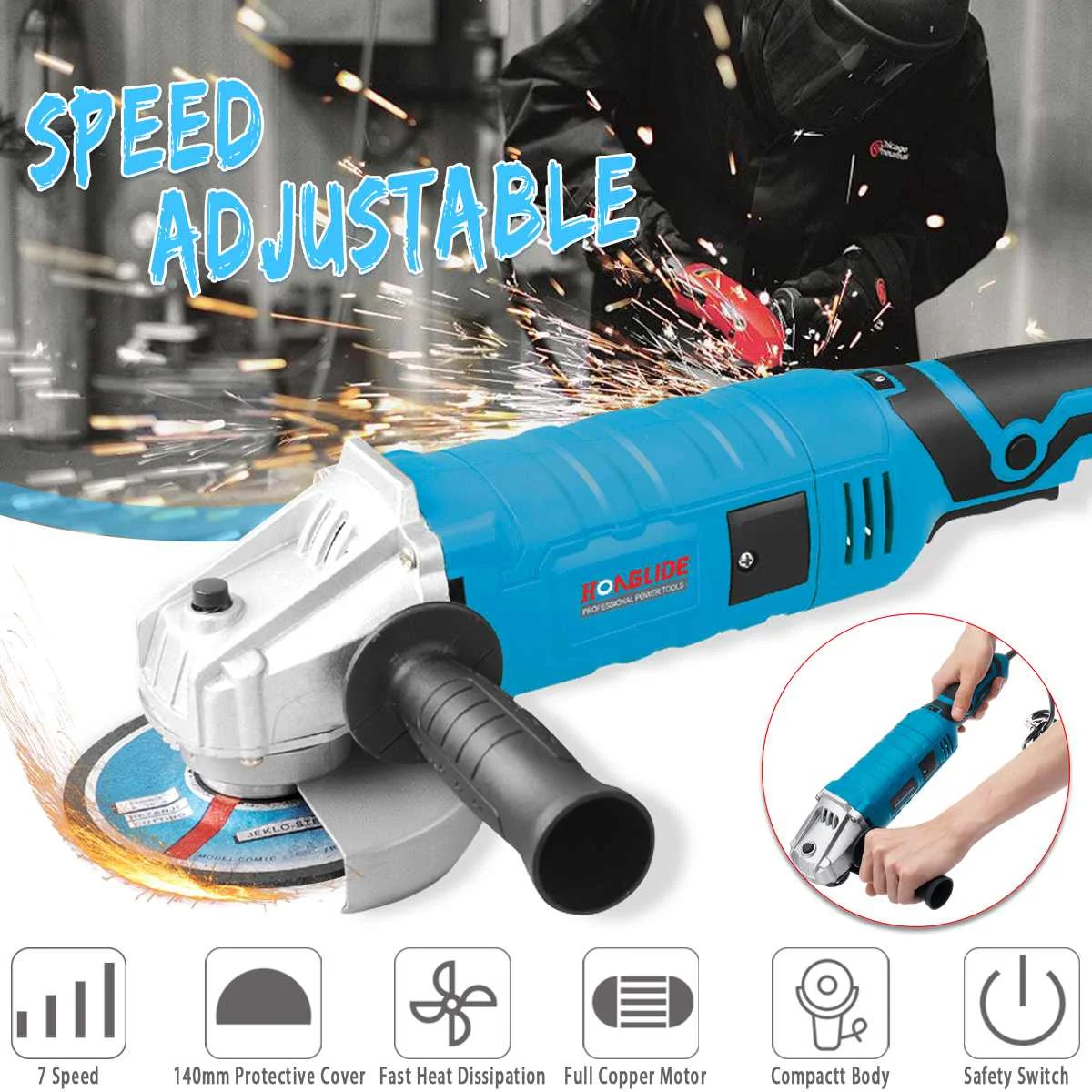 1100W Electric Angle Grinder 125mm Grinding Machine Metal Cutting Polishing Tool Double Insulation Protection-System Adjustable
1100W Electric Angle Grinder 125mm Grinding Machine Metal Cutting Polishing Tool Double Insulation Protection-System Adjustable