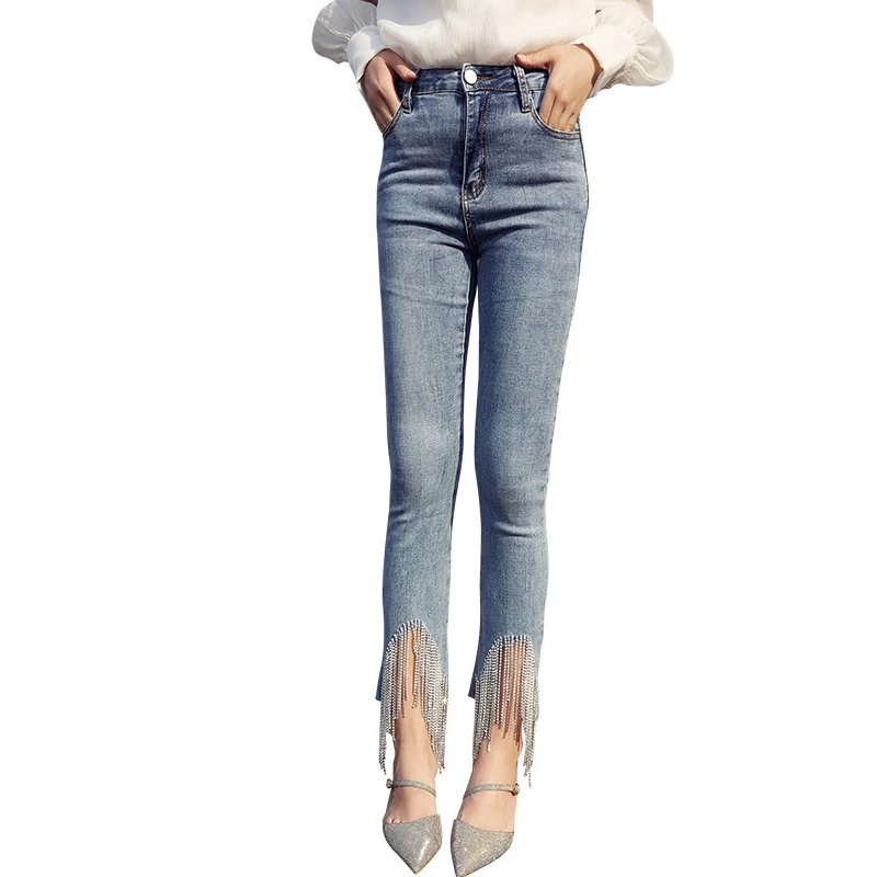 Women Jeans With Beads Tassel Rhinestones Jeans Skinny High Waist Stretchy Jeans For Women Ankle Elastic Denim Pencil Pants
Women Jeans With Beads Tassel Rhinestones Jeans Skinny High Waist Stretchy Jeans For Women Ankle Elastic Denim Pencil Pants