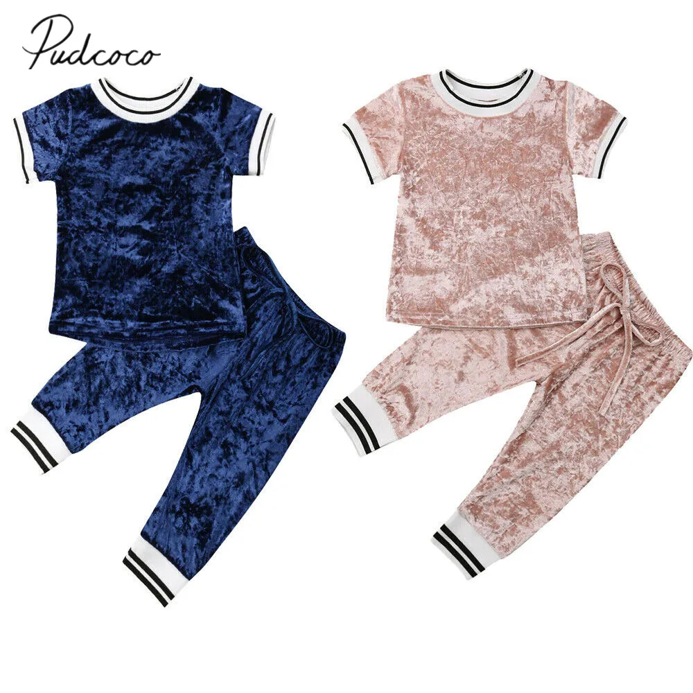 2019 Baby Summer Clothing Toddler Kid Baby Girls Clothes Short Sleeve Outfits Solid Velvet T-shirt Tops +Pants Pleuche Set 1-6Y
2019 Baby Summer Clothing Toddler Kid Baby Girls Clothes Short Sleeve Outfits Solid Velvet T-shirt Tops +Pants Pleuche Set 1-6Y