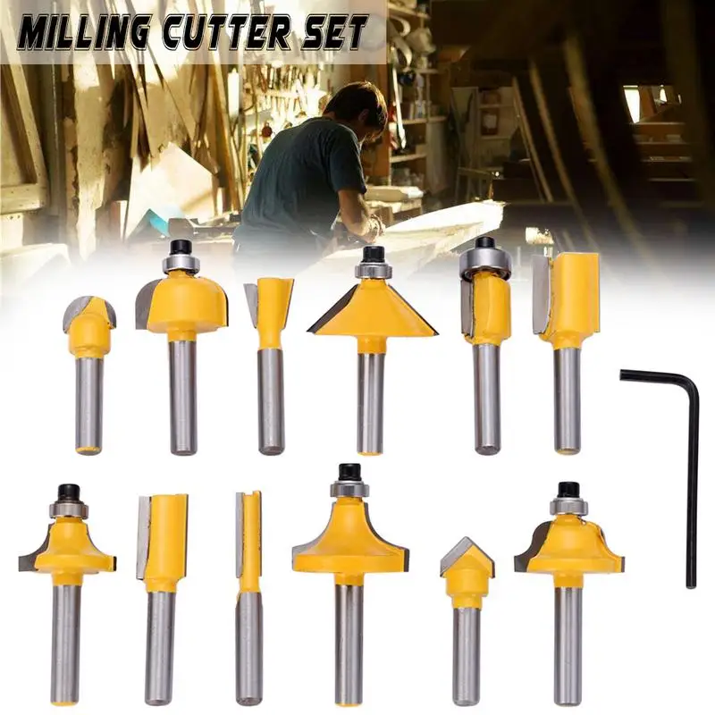 12PCS/Set 6.35MM Woodworking Milling Cutter Set Edge Trimming Engraving Machine Cutter Bit
12PCS/Set 6.35MM Woodworking Milling Cutter Set Edge Trimming Engraving Machine Cutter Bit