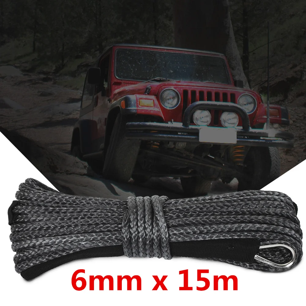 6mm x 15m Synthetic Winch Rope Line Cable with Sheath Gray Synthetic Towing Rope Car Wash Maintenance String for ATV Off-Road
6mm x 15m Synthetic Winch Rope Line Cable with Sheath Gray Synthetic Towing Rope Car Wash Maintenance String for ATV Off-Road