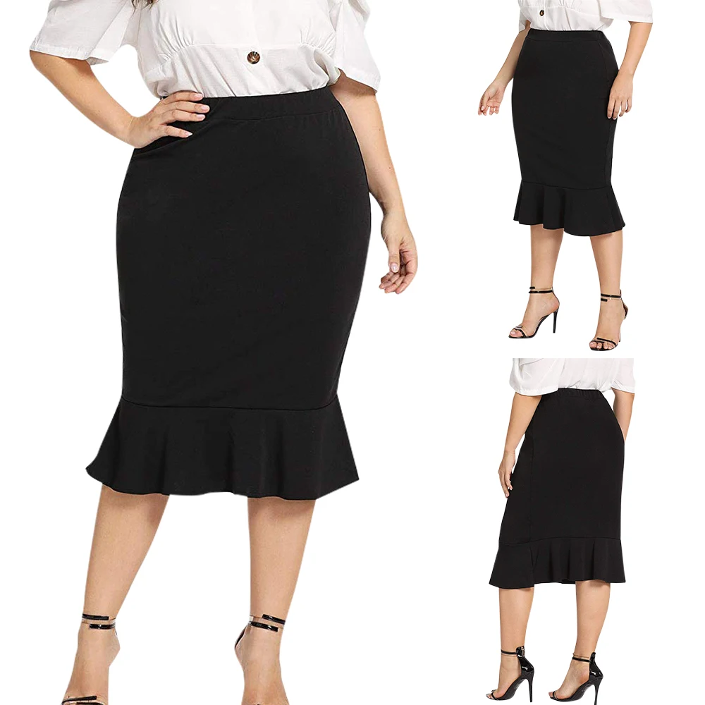 Plus Size Women Sexy Black High Elastic Waist Bodycon Wrap Skirts Ruffle Midi Pencil Skirt Summer Elegant Clothes Streetwear
Plus Size Women Sexy Black High Elastic Waist Bodycon Wrap Skirts Ruffle Midi Pencil Skirt Summer Elegant Clothes Streetwear