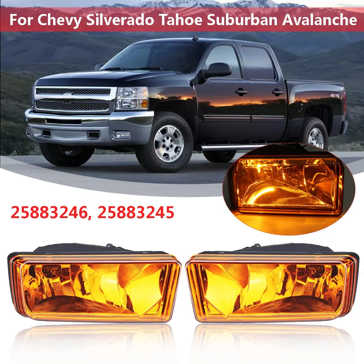 2pcs 12V 27W For Chevy for Silverado for Tahoe for Suburban Avalanche Left and Right Bumper Fog Light Lamp Amber Car accessories
2pcs 12V 27W For Chevy for Silverado for Tahoe for Suburban Avalanche Left and Right Bumper Fog Light Lamp Amber Car accessories