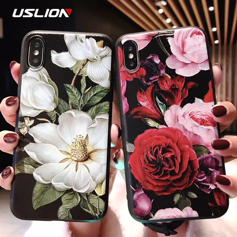 USLION 3D Emboss Flower Phone Case For iPhone 11 X XR Xs Max 8 Plus 11 Pro Max Camellia Rose Leaf Cover For iPhone 7 6 6S Plus
USLION 3D Emboss Flower Phone Case For iPhone 11 X XR Xs Max 8 Plus 11 Pro Max Camellia Rose Leaf Cover For iPhone 7 6 6S Plus