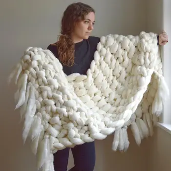 1Pc 100x120cm Tassels Handmade Chunky Knitted Blanket Thick Wool Bulky Knitted Blanket Warm Winter Sofa Bed Home Decor
1Pc 100x120cm Tassels Handmade Chunky Knitted Blanket Thick Wool Bulky Knitted Blanket Warm Winter Sofa Bed Home Decor