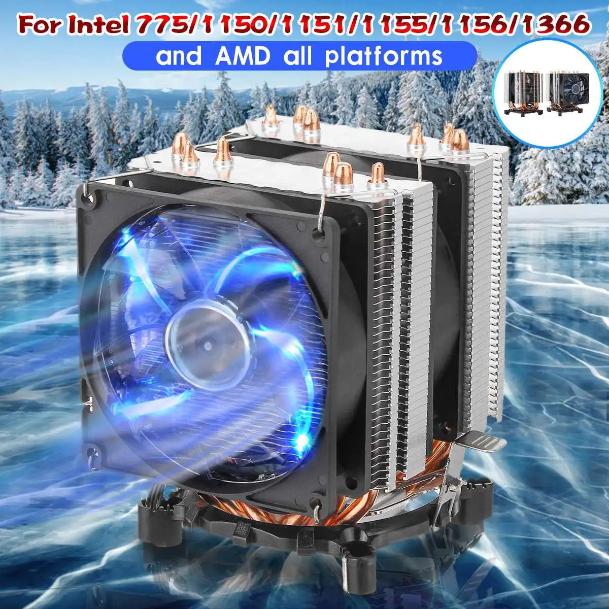 6xCopper Heat Pipes Blue Light 3/4Pin CPU Cooling Fan Single Double Radiator Fan for Intel 775/1150/1151/1155/1156/1366 for AMD
6xCopper Heat Pipes Blue Light 3/4Pin CPU Cooling Fan Single Double Radiator Fan for Intel 775/1150/1151/1155/1156/1366 for AMD