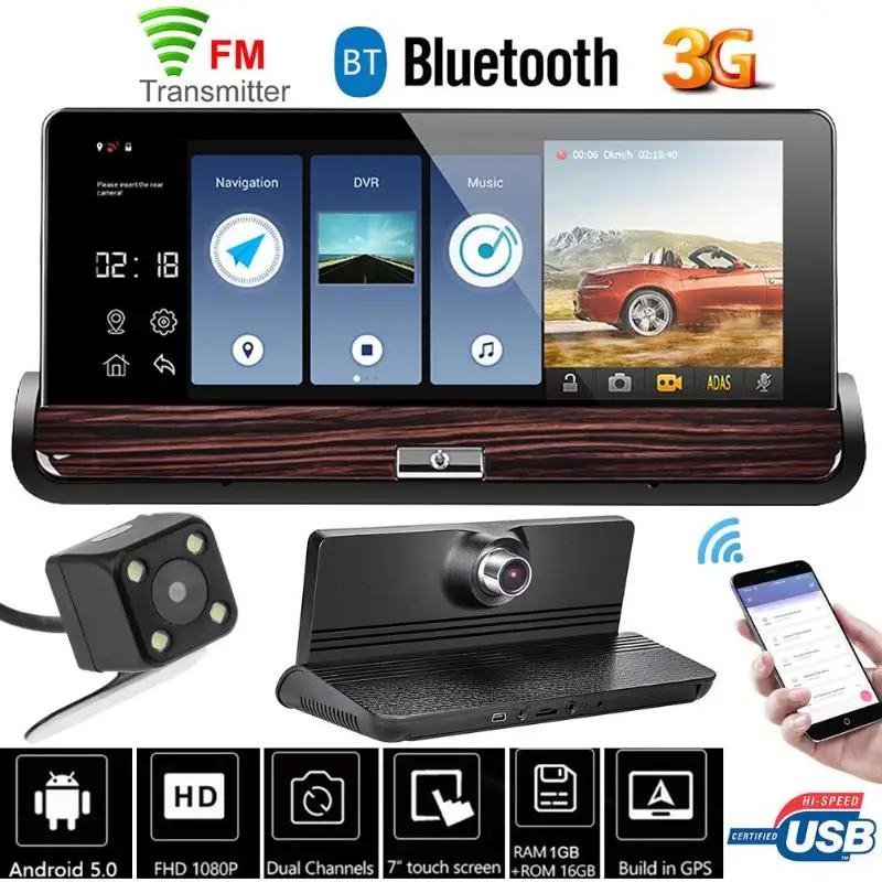 7'' Car DVR Camera 3G Touch GPS DVR Dual Lens Bluetooth Rearview Mirror Android 5.0 Car DVR Video Recorder RAM 1GB + ROM 16GB
7'' Car DVR Camera 3G Touch GPS DVR Dual Lens Bluetooth Rearview Mirror Android 5.0 Car DVR Video Recorder RAM 1GB + ROM 16GB