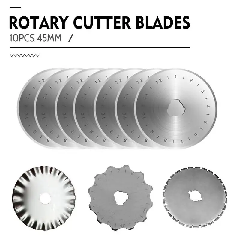 10PCS 45mm Rotary Cutter Patchwork Crafts Roller Blades for Cloth Fabric Leather Paper Trimmer DIY Home Sewing Tools
10PCS 45mm Rotary Cutter Patchwork Crafts Roller Blades for Cloth Fabric Leather Paper Trimmer DIY Home Sewing Tools