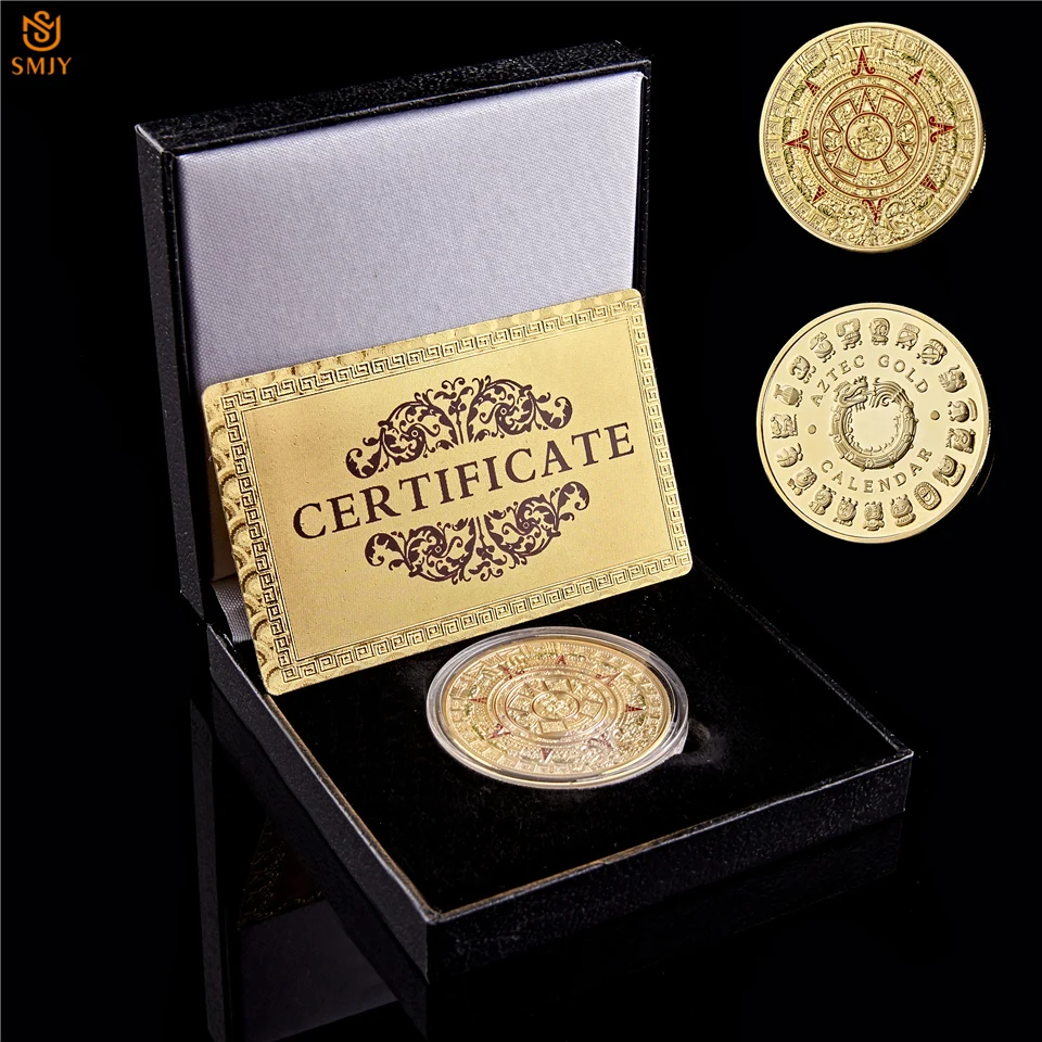 Mexican Ancient Mayan Aztec Calendar Prophecy Culture Gold Plated Metal Replica Token Souvenir Coin Value W/Protection Box
Mexican Ancient Mayan Aztec Calendar Prophecy Culture Gold Plated Metal Replica Token Souvenir Coin Value W/Protection Box