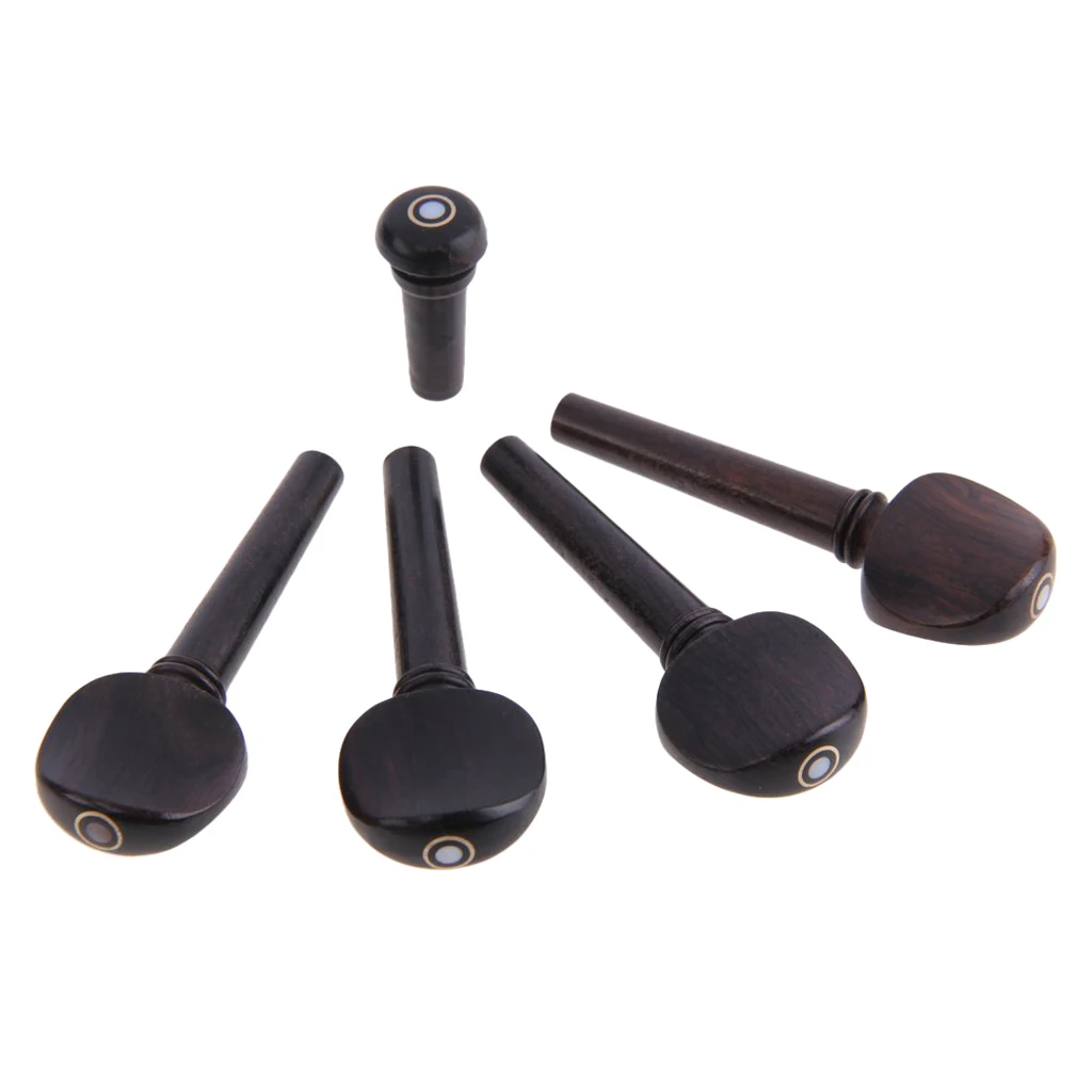 Pack of Ebony Wood Violin Tuner Pegs and Endpin for 4/4 Size Violin Fiddle Parts
Pack of Ebony Wood Violin Tuner Pegs and Endpin for 4/4 Size Violin Fiddle Parts
