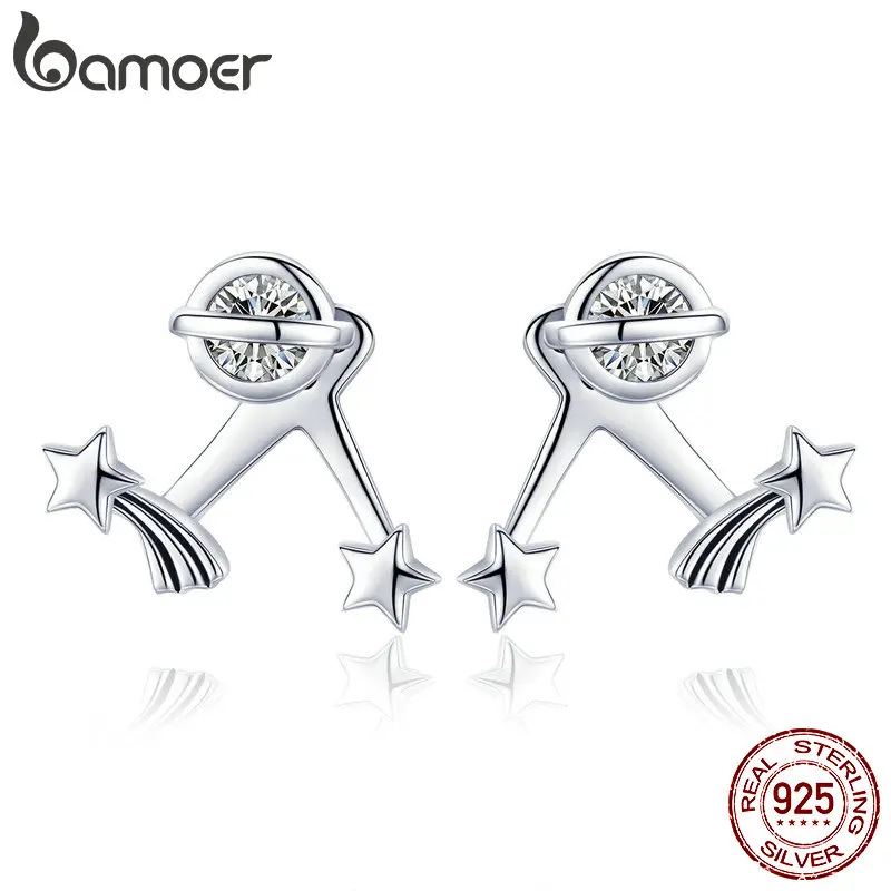 BAMOER Authentic 925 Sterling Silver Exquisite Star Clear Cubic Zircon Stud Earrings for Women Sterling Silver Jewelry SCE474
BAMOER Authentic 925 Sterling Silver Exquisite Star Clear Cubic Zircon Stud Earrings for Women Sterling Silver Jewelry SCE474