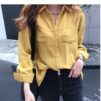 Autumn Clothing New Pattern Korean Temperament Long Sleeve Shirt Woman Solid Color Upper Garment
Autumn Clothing New Pattern Korean Temperament Long Sleeve Shirt Woman Solid Color Upper Garment