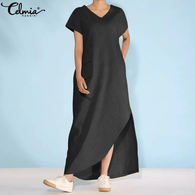 Celmia 5XL 2019 Summer Maxi Long Dress Women Sexy V Neck Short Sleeve High Split Retro Dress Plus Size Beach Vestidos Mujer
Celmia 5XL 2019 Summer Maxi Long Dress Women Sexy V Neck Short Sleeve High Split Retro Dress Plus Size Beach Vestidos Mujer