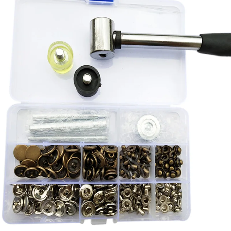 New-831 Snap Buttons +Tool Metal Press Studs Sewing Button Snap Fasteners Sewing Craft Clothes Bags
New-831 Snap Buttons +Tool Metal Press Studs Sewing Button Snap Fasteners Sewing Craft Clothes Bags