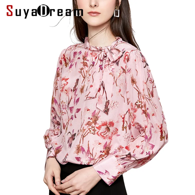 Women Silk Blouse 100% REAL SILK CREPE Floral Printed Blouses for Women 2019 Spring New Office lady Shirt Pink
Women Silk Blouse 100% REAL SILK CREPE Floral Printed Blouses for Women 2019 Spring New Office lady Shirt Pink