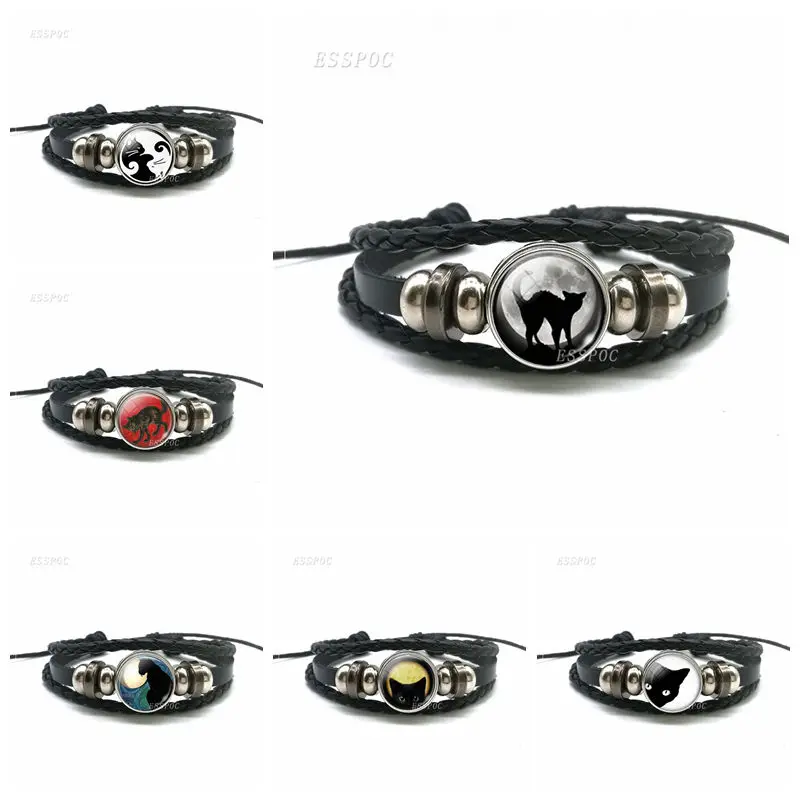 Black Cat Rope Bracelet Gothic Full Moon Jewelry Weave Multilayer Leather Bangle Men Women Fashion Accessories Cat Lover Gift
Black Cat Rope Bracelet Gothic Full Moon Jewelry Weave Multilayer Leather Bangle Men Women Fashion Accessories Cat Lover Gift