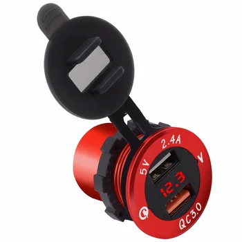 Car Moto Adapters Sockets 1pc QC3.0 Red Dual Waterproof USB Charger with Voltmeter Indictator Digital Display Power Adapter
Car Moto Adapters Sockets 1pc QC3.0 Red Dual Waterproof USB Charger with Voltmeter Indictator Digital Display Power Adapter