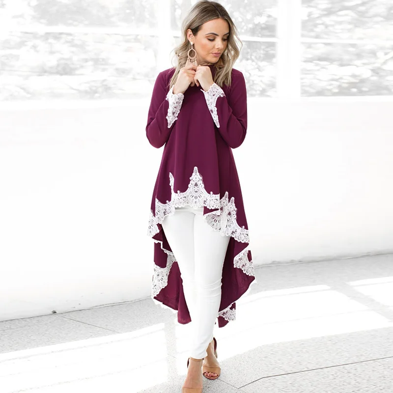 Women Autumn Casual Dress Irregular Hem Lace Splice Long Sleeves O Neck Fashion Loose Dress Vintage Plus Size Robe Vestidos
Women Autumn Casual Dress Irregular Hem Lace Splice Long Sleeves O Neck Fashion Loose Dress Vintage Plus Size Robe Vestidos
