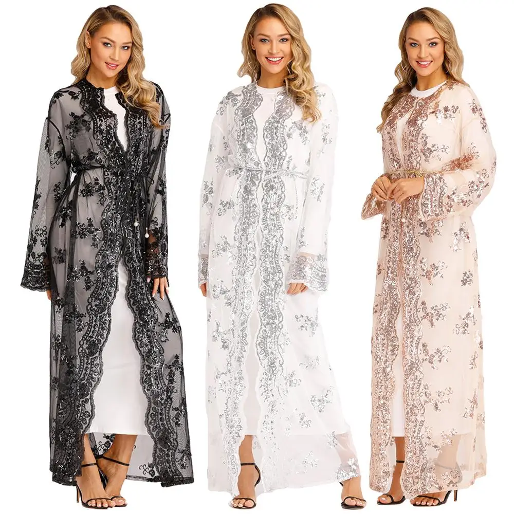 Summer Kimono Sequin Abaya Dubai Women Open Front Robe Jilbab Kaftan Muslim Long Cardigan Dress Fashion Ramadan Arab Islam Gown
Summer Kimono Sequin Abaya Dubai Women Open Front Robe Jilbab Kaftan Muslim Long Cardigan Dress Fashion Ramadan Arab Islam Gown