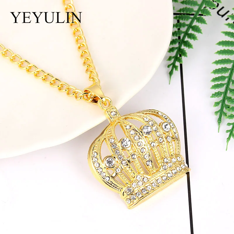 Golden Rock Hip Hop Crown Charm Pendant Necklace Rhinestone Alloy Chain Necklaces For Men Women Fashion Jewelry Gift
Golden Rock Hip Hop Crown Charm Pendant Necklace Rhinestone Alloy Chain Necklaces For Men Women Fashion Jewelry Gift