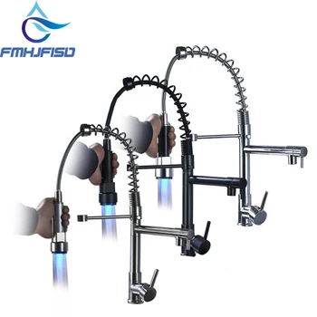 Pull Down Kitchen Faucet Swivel Spout Single Hole Sink Mixer Taps Deck Mounted LED Color Changing Dual Sink Faucets Brass
Pull Down Kitchen Faucet Swivel Spout Single Hole Sink Mixer Taps Deck Mounted LED Color Changing Dual Sink Faucets Brass