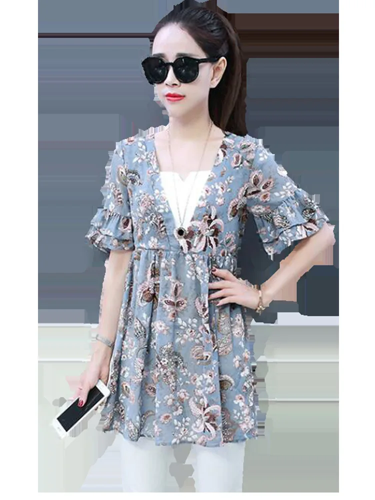 2019 Fashion Spring Summer Short Sleeve Slim Floral Printed Shirt Female Casual Plus Size Elegant V-neck Chiffon Blouse
2019 Fashion Spring Summer Short Sleeve Slim Floral Printed Shirt Female Casual Plus Size Elegant V-neck Chiffon Blouse