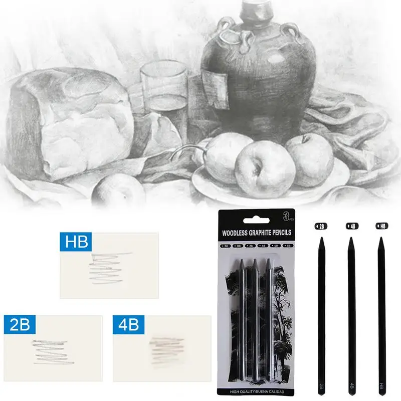 3-Pack Woodless Graphite Pencils Drawing Set HB 2B 4B Woodless Charcoal Pencils Art Painting Supplies
3-Pack Woodless Graphite Pencils Drawing Set HB 2B 4B Woodless Charcoal Pencils Art Painting Supplies