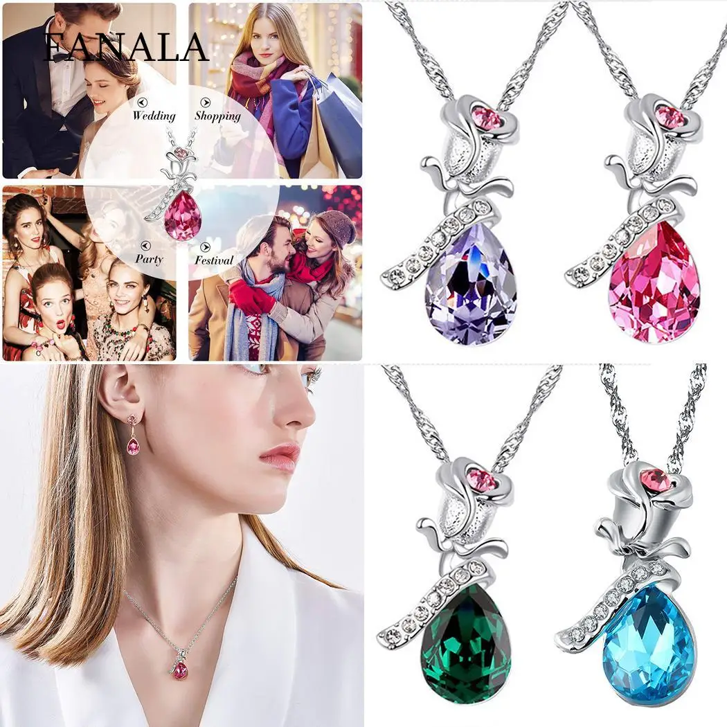 New Fashion Women Flower Shape Charm Rose Link Chain Pendant Jewelry 27mm x 15mm Necklace
New Fashion Women Flower Shape Charm Rose Link Chain Pendant Jewelry 27mm x 15mm Necklace