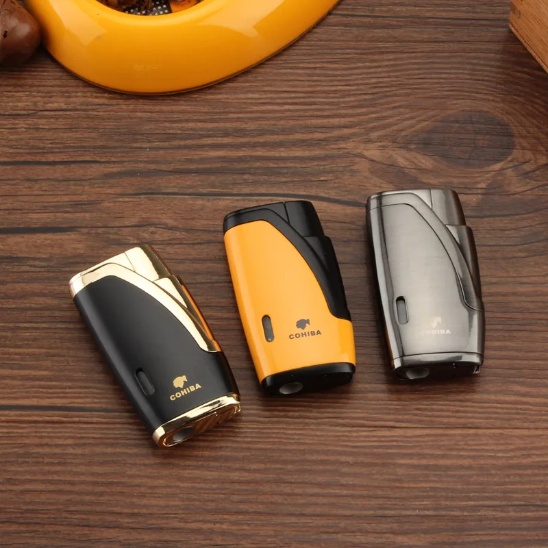 COHIBA 2 Flames Lighters Smoking Tool Metal Windproof Cigar Lighter Torch Butane Gas Lighters For Cigars With Built-in Punch
COHIBA 2 Flames Lighters Smoking Tool Metal Windproof Cigar Lighter Torch Butane Gas Lighters For Cigars With Built-in Punch